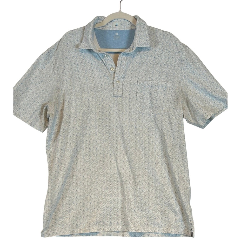 johnnie-o Hangin Out Mens XL Short Sleeve Floral Print Polo Shirt Golf Beach